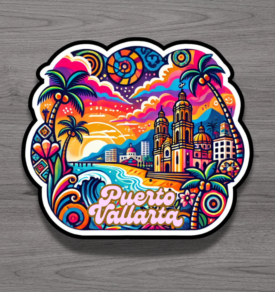 Puerto Vallarta Mexico Fridge Magnet or Laptop Sticker