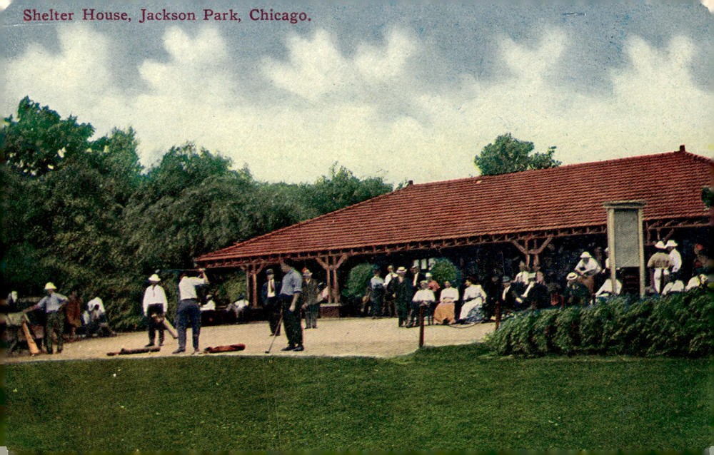 C1910 Jackson Park Shelter House Chicago IL Color Litho Vintage Postcard