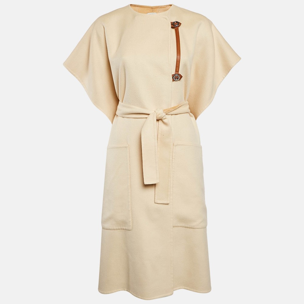Hermes Cream Cashmere Belted Cardi Coat M
