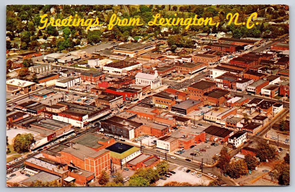 Greetings From Lexington North Carolina~Aerial View Of The City~Vintage Postcard