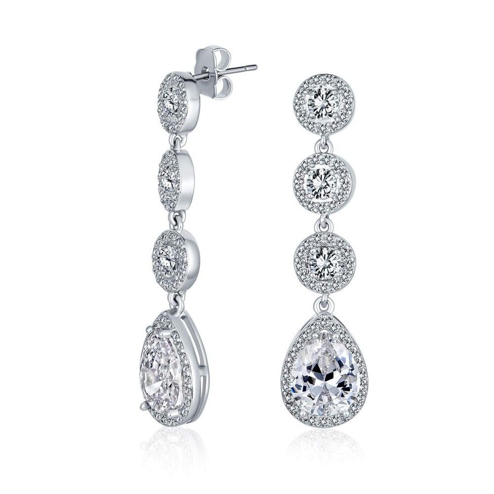 Elegant Triple Round Pave Green Clear CZ Bridal Jewelry Set