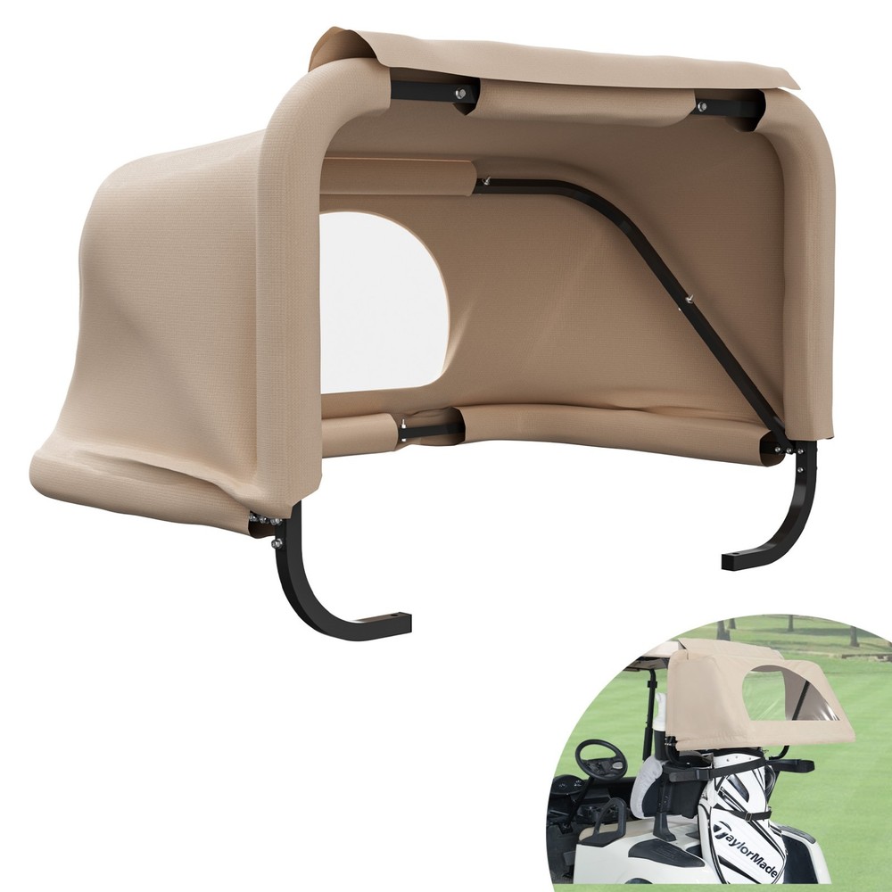 Drive-up ClubCar/EZGO/Yamaha Beige Split Stand Golf Cart Rear Bag Rain Cover Kit