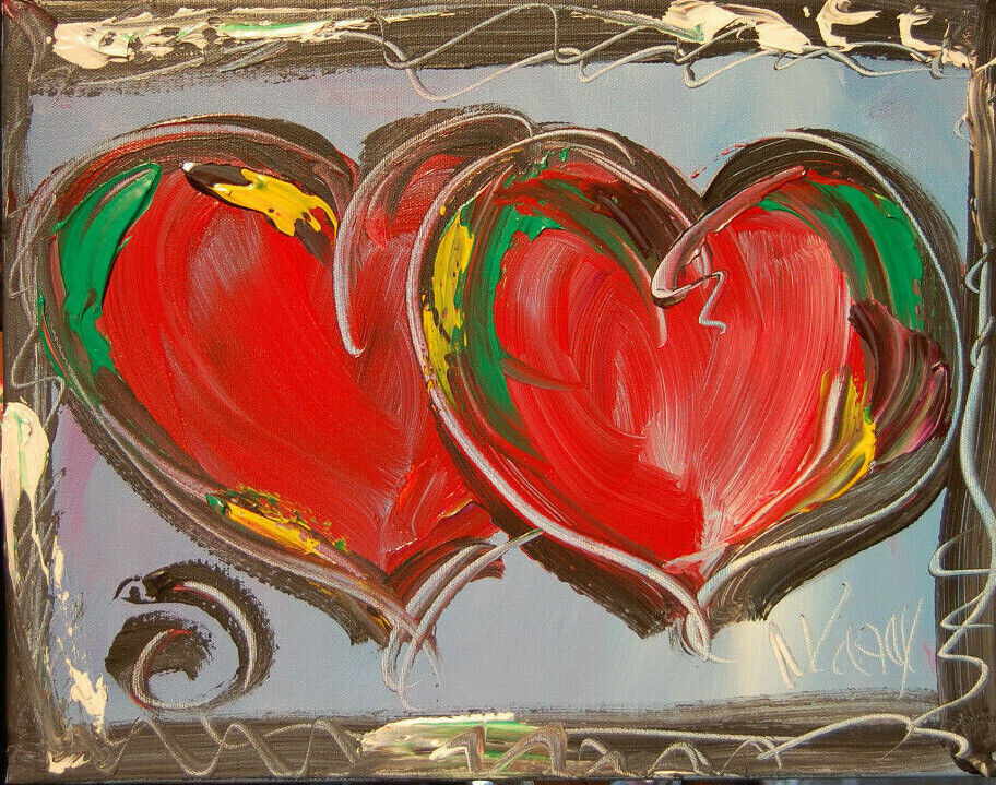 RED HEARTS  ABSTRACT ARTWORK DECO canvas painting  Original Oil Painting fb8G7R