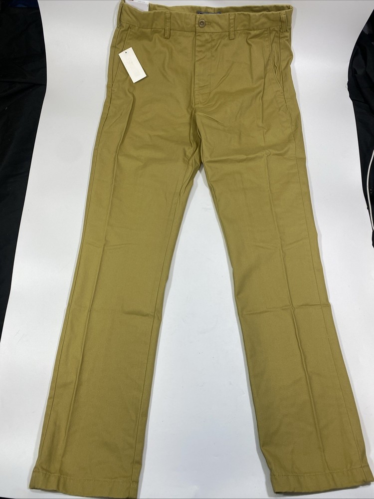 IZOD American Chino Pants Mens Beige Straight Fit Non Iron Flat Front Nwt