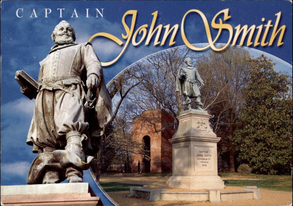 Virginia Jamestown Island Capt John Smith memorial statue ~ postcard sku293