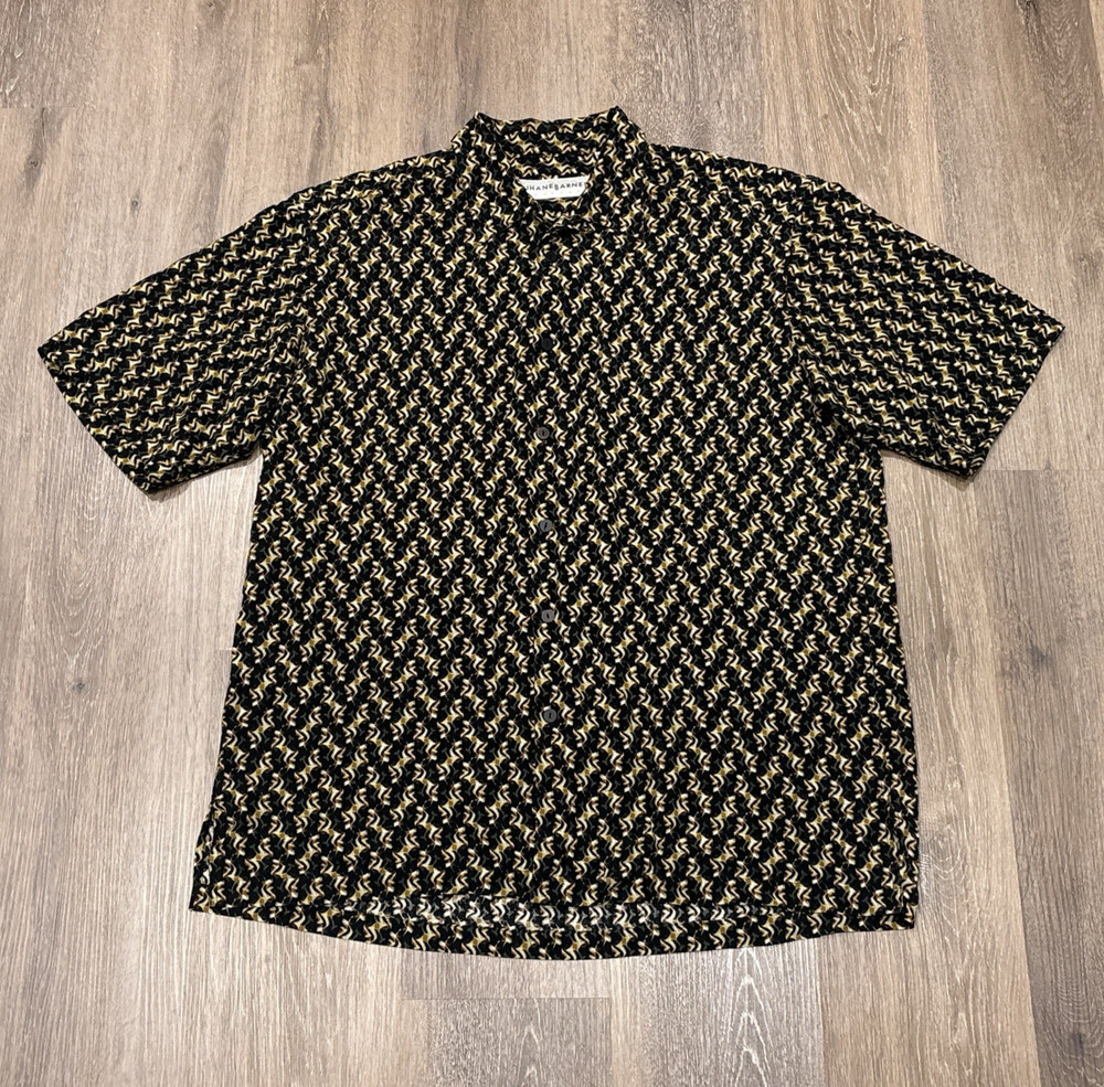 Vintage Jhane Barnes Silk Shirt Mens Large Abstract Psychedelic Abstract Art