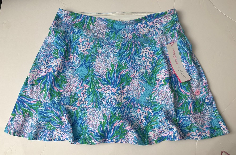 Lilly Pulitzer Zadora High Rise Luxletic Skort UPF 50 Las Olas Aqua NEW