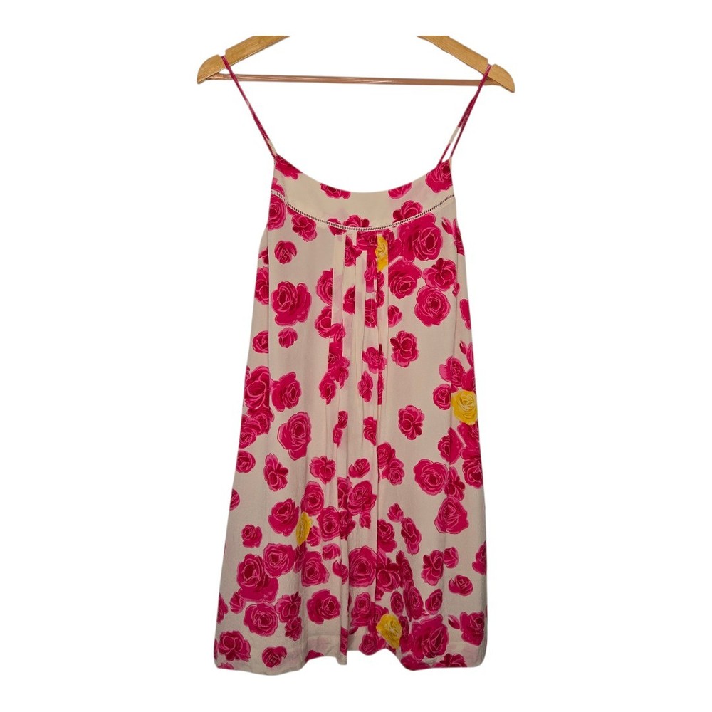 Moulinette Soeurs Anthropologie Y2K Pink Rose Floral Silk Slip Dress 2