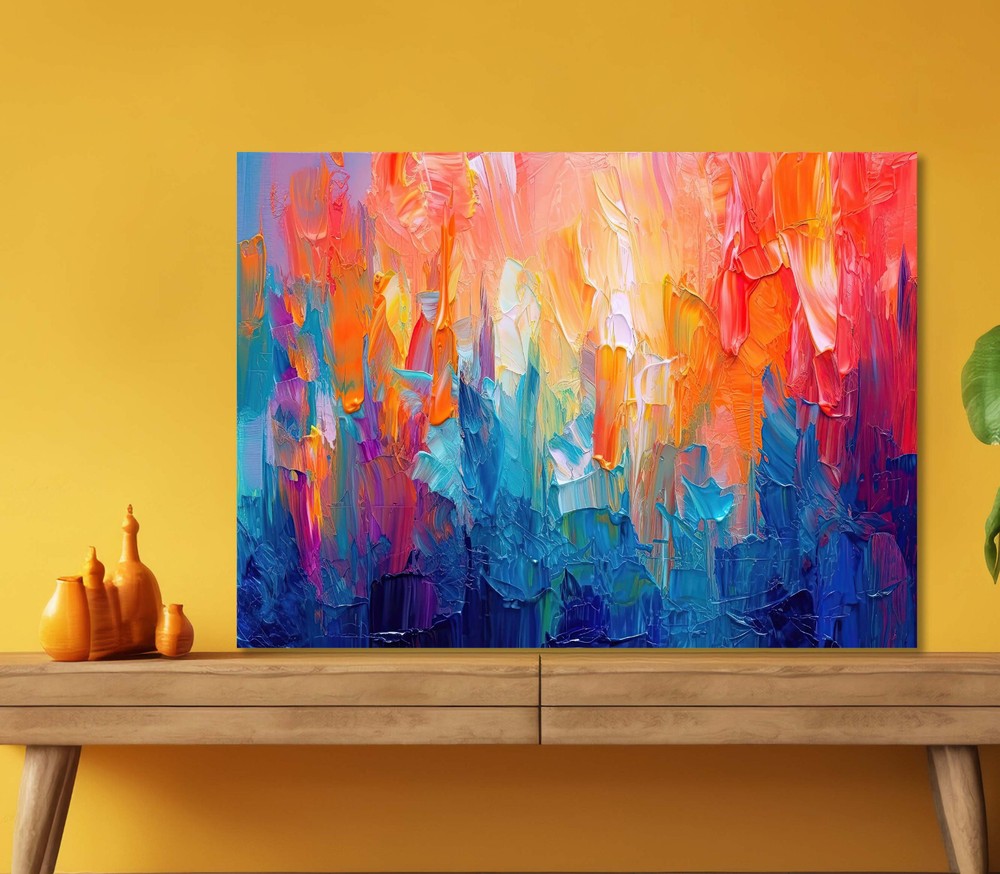 Multicolor Brushstrokes 5mm thick Plastic Poster Ready to Hang 60x45cm