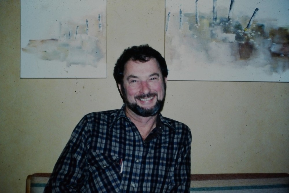 1970s Unknown Film 35mm Slide Man with Beard Plaid Shirt Abstract Art-image
