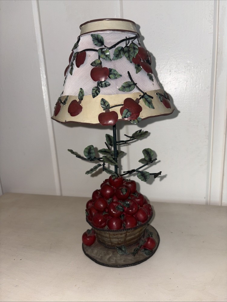 Vintage Home Interiors Apple Basket Mesh Tea Light Candle Holder Lamp