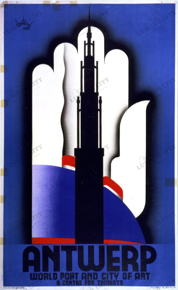 Antwerp Belgium 1934 De Roeck Travel Poster Art Deco Wall Art Print Retro