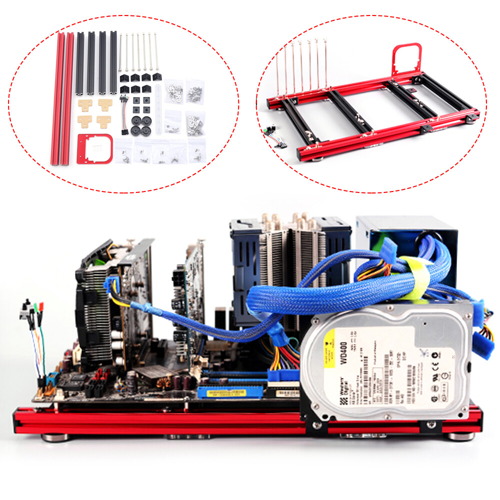 ATX PC Test Bench Frame DIY Motherboard Open Cooling Fan Support Aluminum Alloy