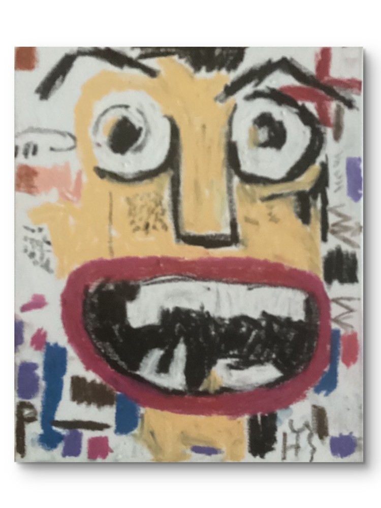Basquiat Style Graffiti Abstract Art Face Cartoon Original l 11 by 14 on Canvas-image