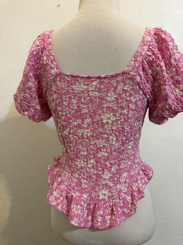 Free People  Women Oh baby Top Azalea Combo  XS /TP Bustier Blouse Powder Pink