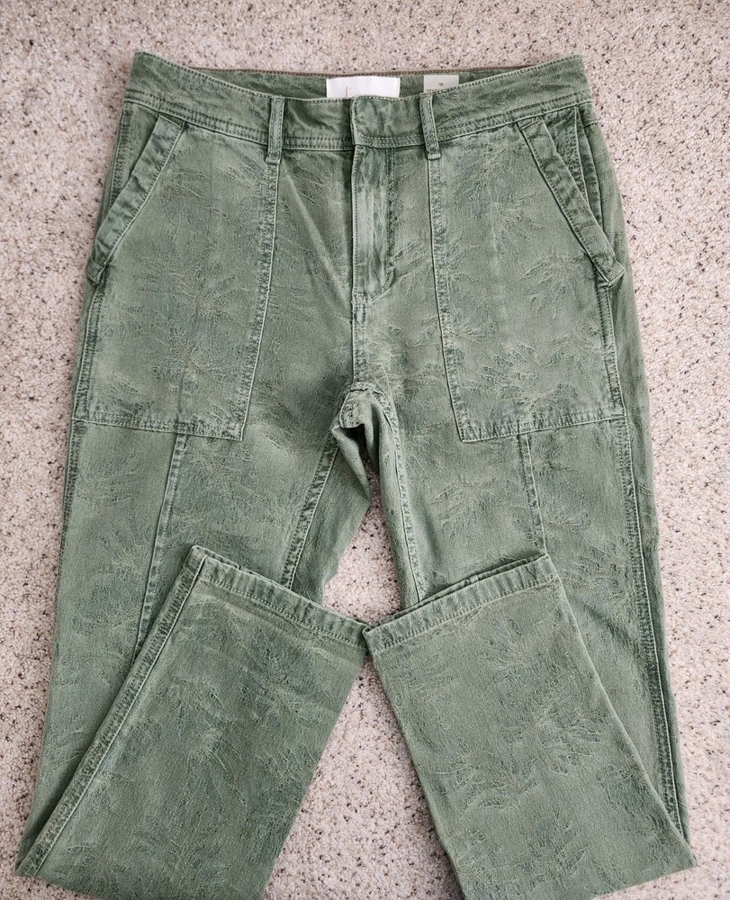 Anthropologie The Wanderer Green Leaf Print Pants Size 26
