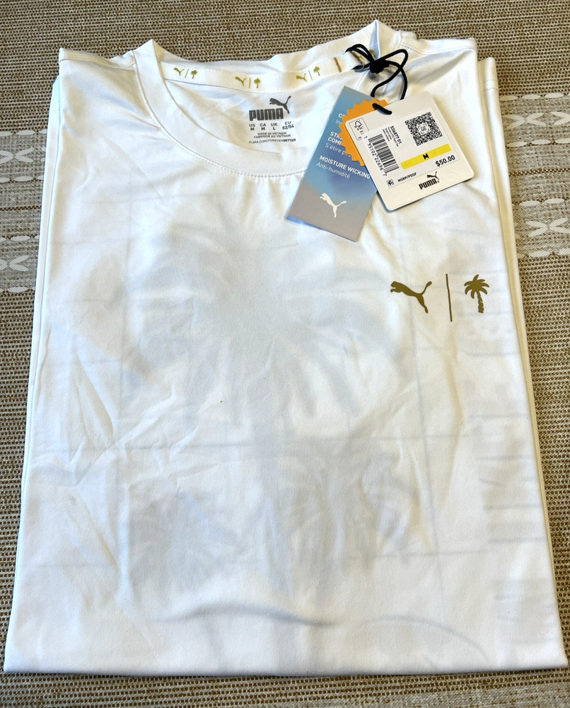 Puma X Palm Tree Crew Graphic Golf Men's T-shirt White Size Medium New