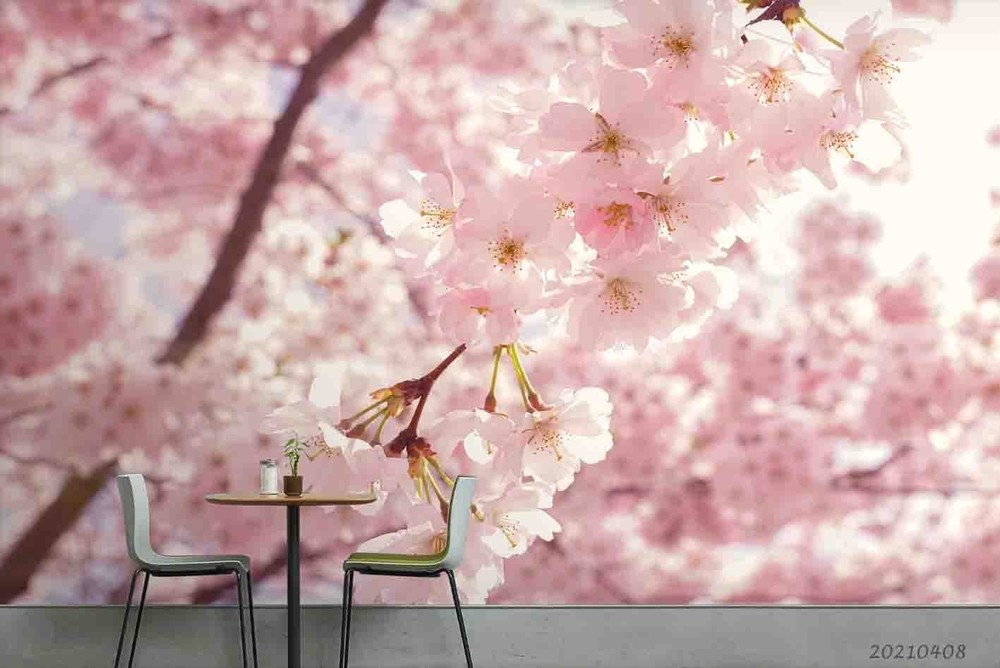 3D Cherry Blossom Plant Close-up Wall Murals Wallpaper Murals Wall Sticker