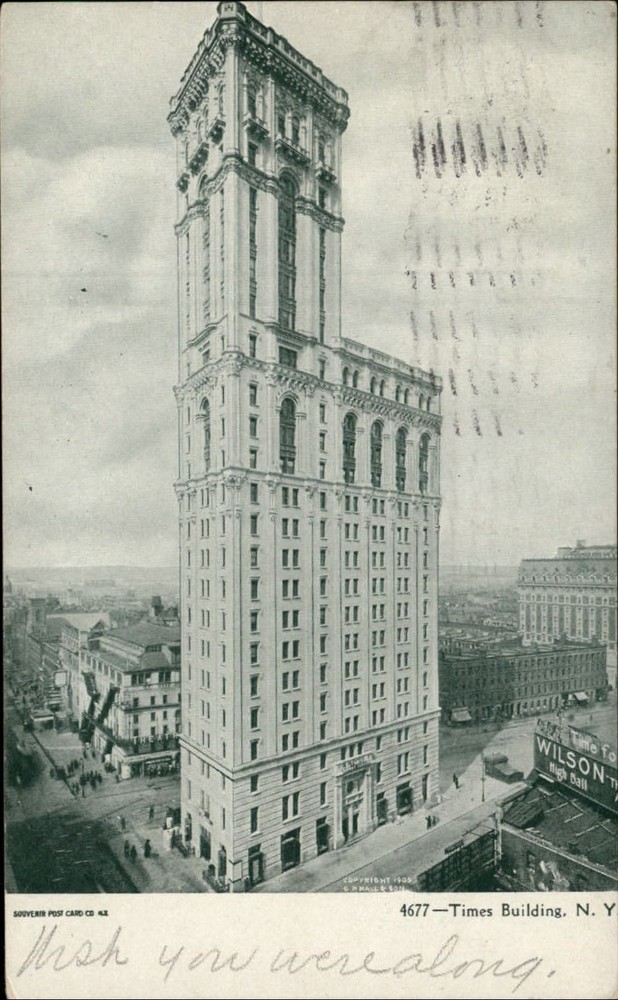 Times Building New York City NY ~ Wilson High Ball sign ~ 1908 UDB postcard