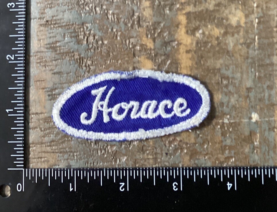 Vintage HORACE Name Tag Work Shirt Job Uniform Embroidered Sew-On Patch 1960's