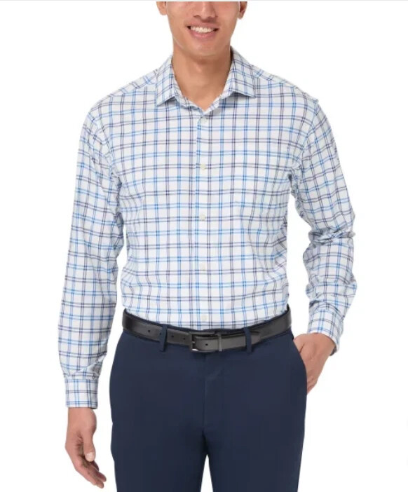 Kirkland Signature Men’s Performance Sport Shirt, Multicolor, L (16-16.5, 36/37)