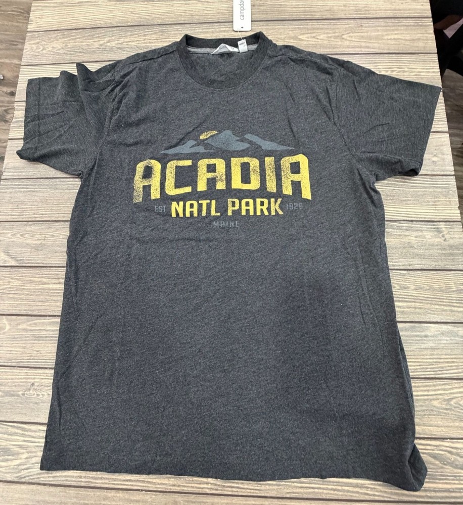 Acadia Natl Park T-Shirt Mens L Camp David Gray Cotton Blend Graphic Tee-image