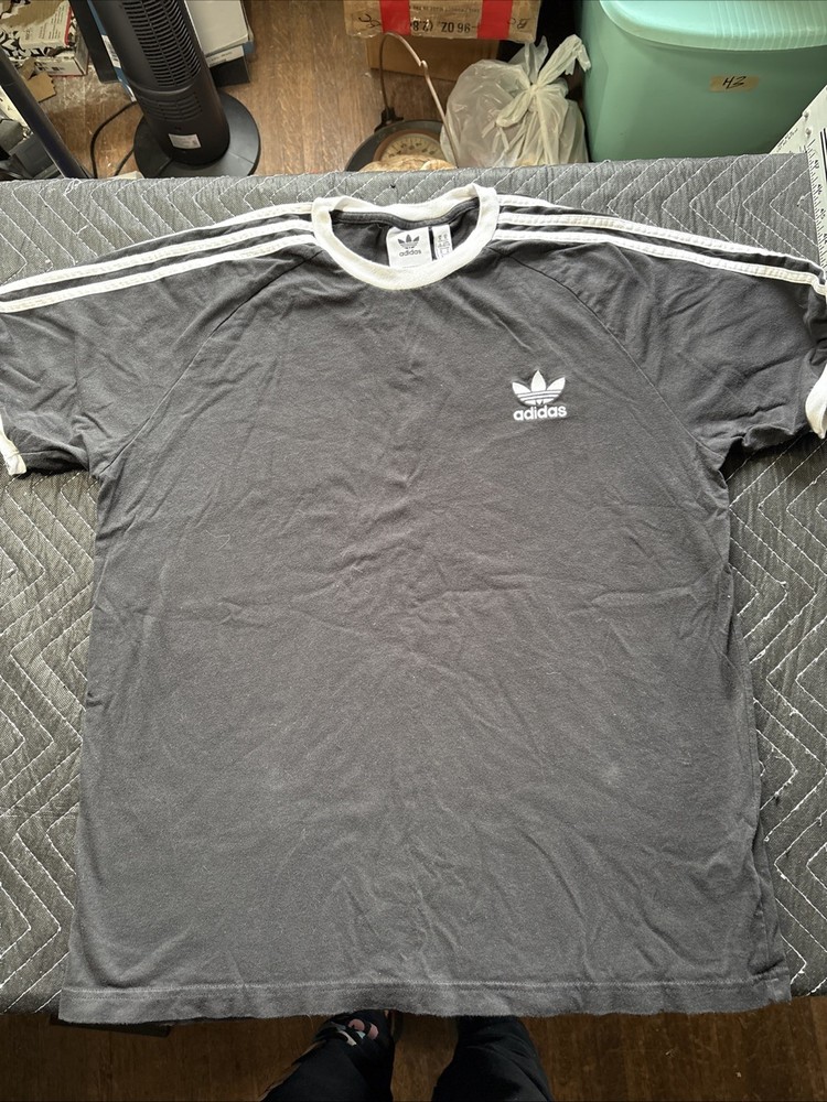Adidas Originals 3-Stripes Ringer T-Shirt Black White Trefoil Men’s XL