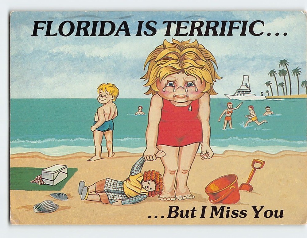 Postcard Florida is Terrific But I Miss You Beach Scene Art Print