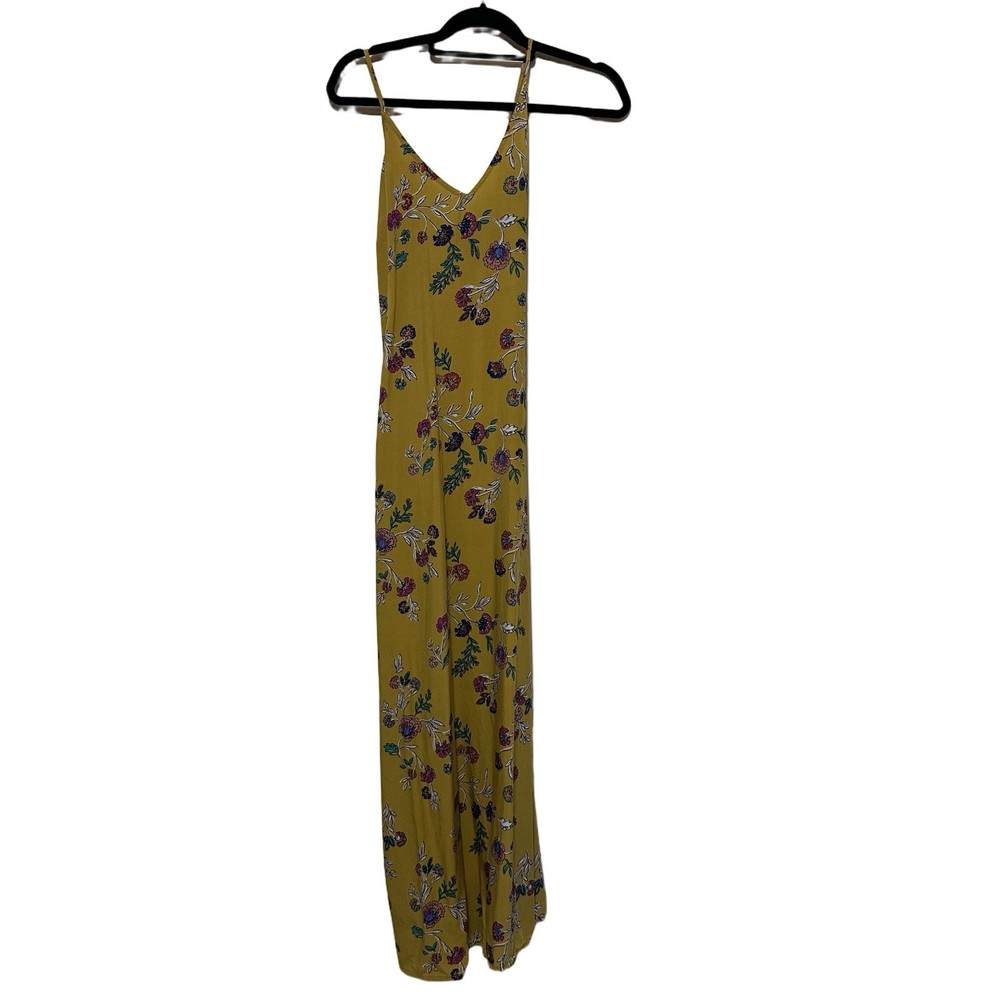 Old Navy Sleeveless V-neck Crossback Floral Maxi Dress Women Large Yellow