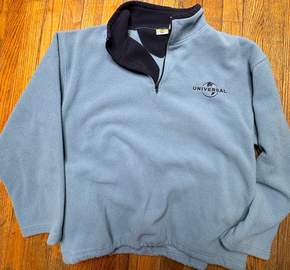 Vintage 90s Universal Studios Mens S Spell Out Half Zip Fleece Pullover Sweater