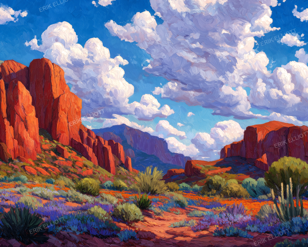 Arizona Landscape Artwork  8x10 Photo Art Print Desert Cactus Red Rock Landscape