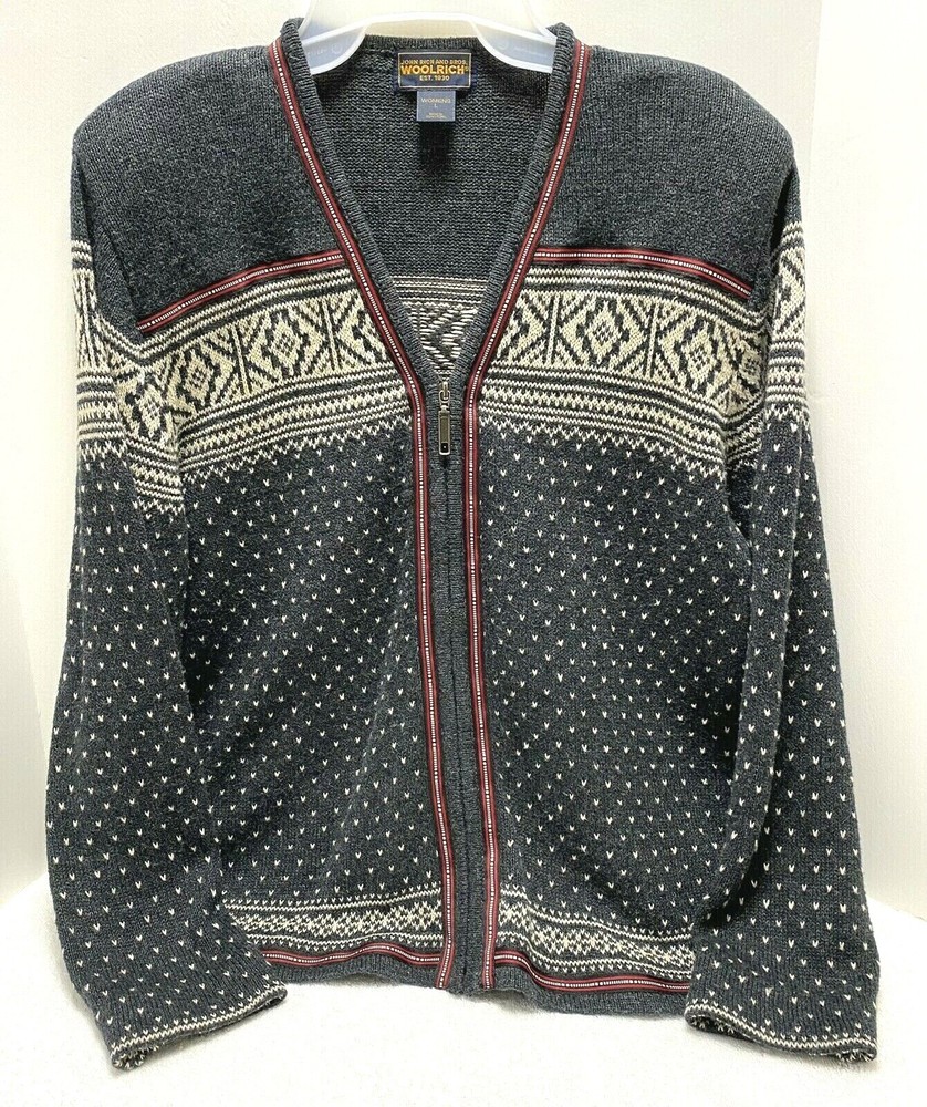 WOOLRICH WOMEN'S Sweater Zip Up Large John Rich and Bros  Ramie Blend