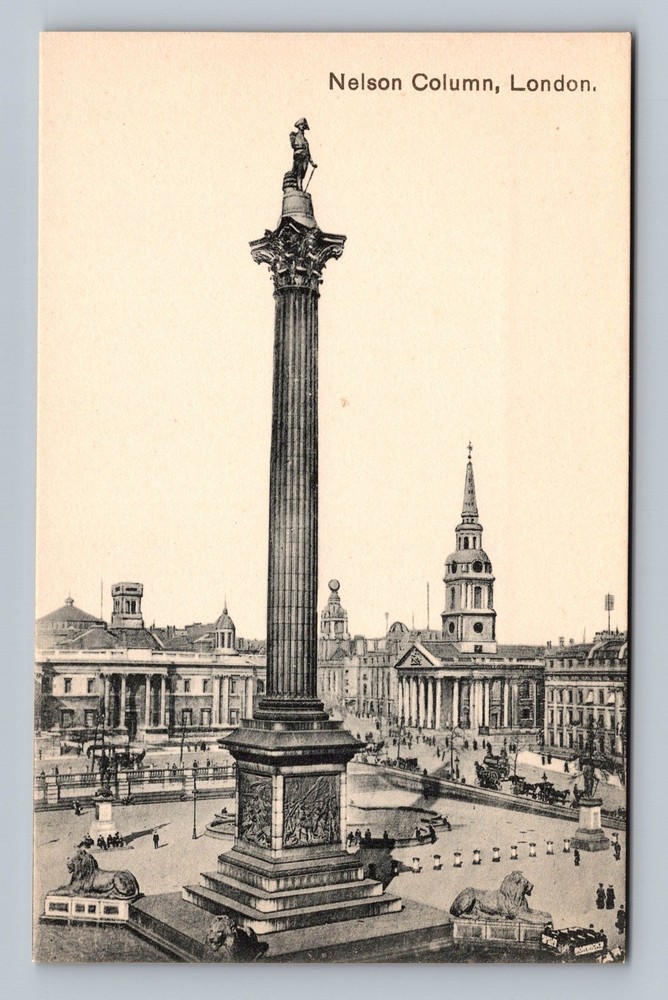 United Kingdom- London Nelson Column Souvenir Postal Old Card Vintage Postcard