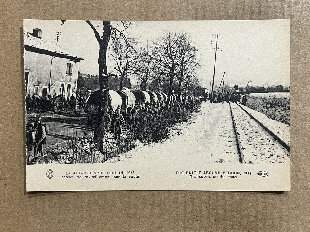 Postcard France WWI Battle Of Verdun Army Soldiers Transports Railroad Tracks
