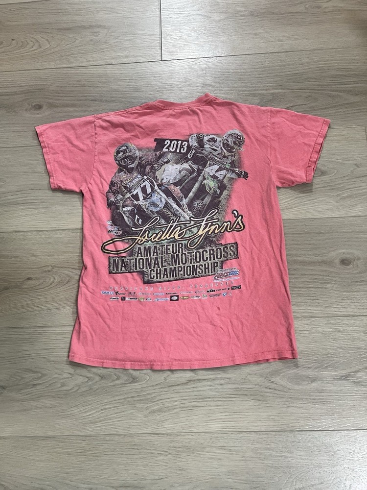 Vintage Y2K Motocross Graphic T-Shirt Medium Double Sided Racing Tee