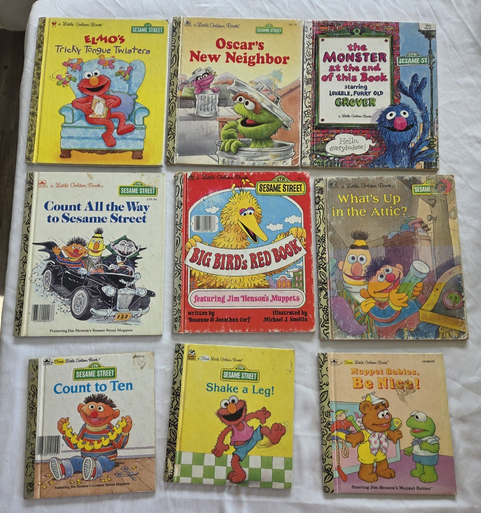 9 Little Golden Books Lot Sesame Street 6 LGB 3 First LGB