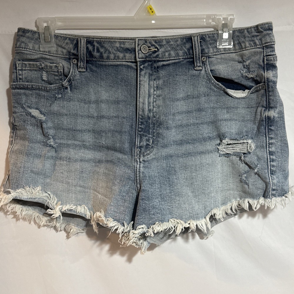 Eunina Jeans Kara Quick Fix Shorts Women’s Size XL High Rise Distressed Denim