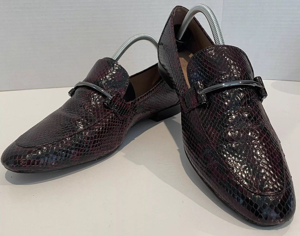 Linea Paolo Womens Burgundy Leather Loafers Size 11 M for Casual Work Wear