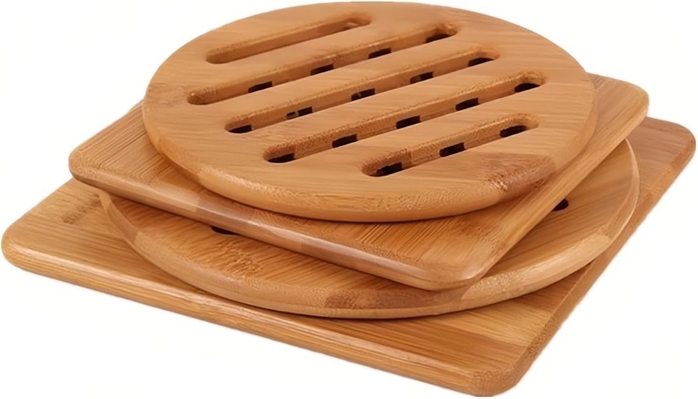 Bamboo Wood Trivet for Hot Pots and Pans with Non-Slip Base