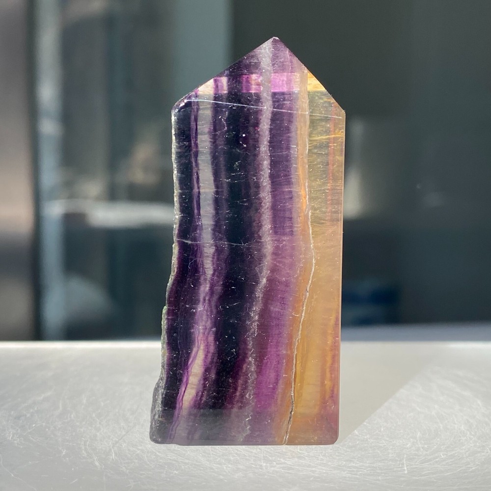 Natural Rainbow Fluorite Tower Crystal for Healing and Reiki 51g
