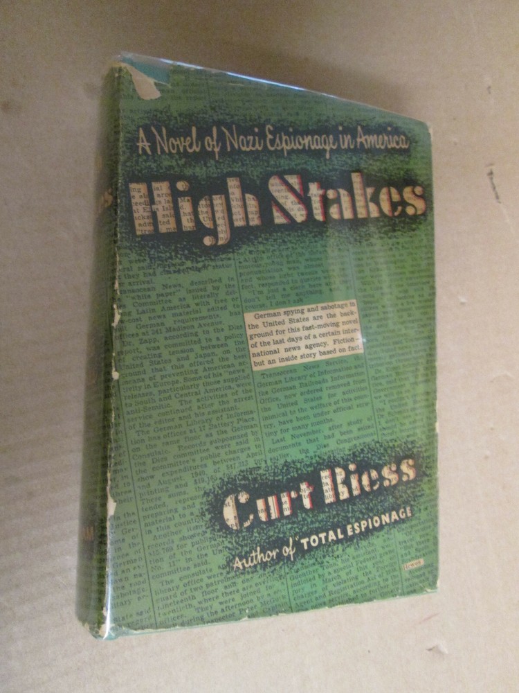 VINTAGE PULP MYSTERY 1st EDITION IN JACKET Curt Riess HIGH STAKES