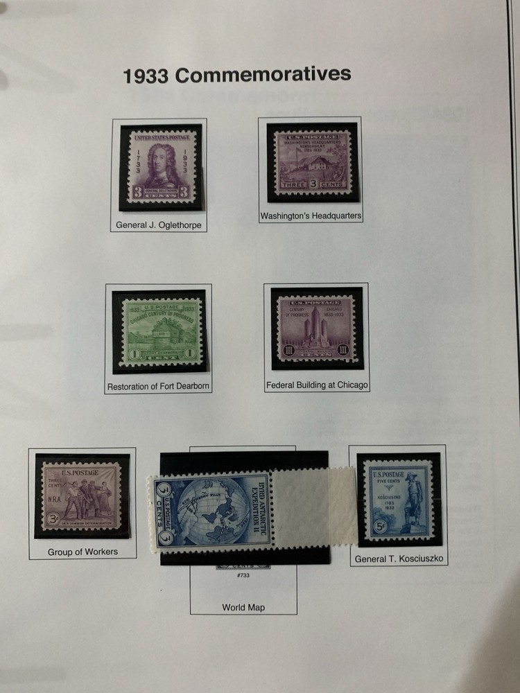 US Stamp 1933 Commemorative Series #726-729,732-734 MNH