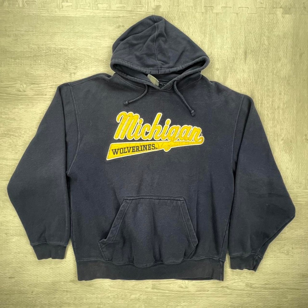 Vintage 90s Michigan Wolverines Sweatshirt Size: L Blue Yellow NCAA College