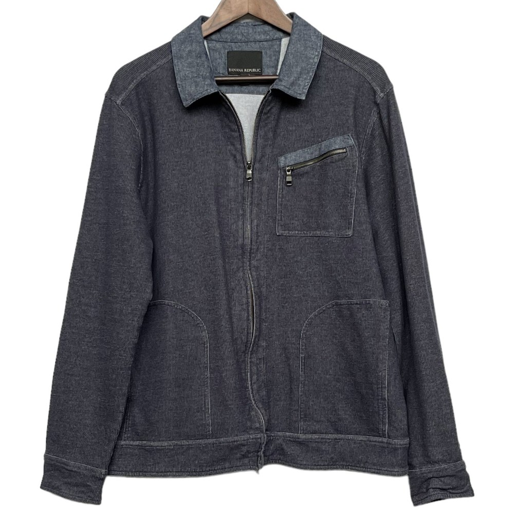Banana Republic Full Zip Sweater Jacket Men's Size XL Blue Collared Pockets