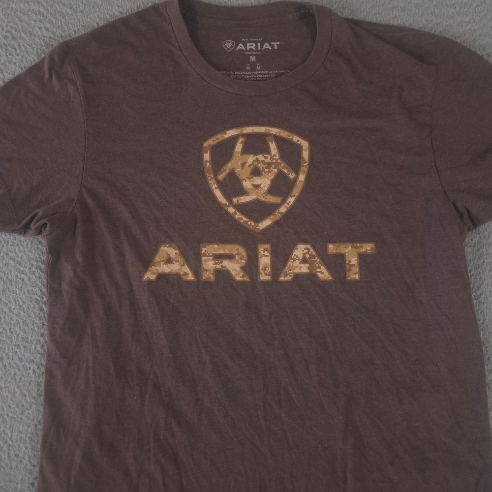 Ariat Shirt Mens M Brown Liberty USA Digi Camo Logo Graphic Cotton Blend Tee