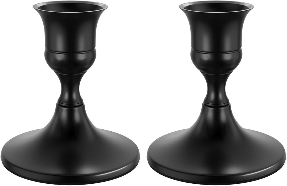 Black Taper Candle Holders Set of 2 Vintage Metal Candlestick Holders Dinner