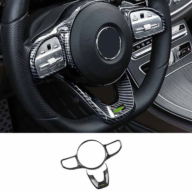 Cover Trim Steering Wheel For Benz C-Class 2019-22 Border Strip Carbon Fiber ABS