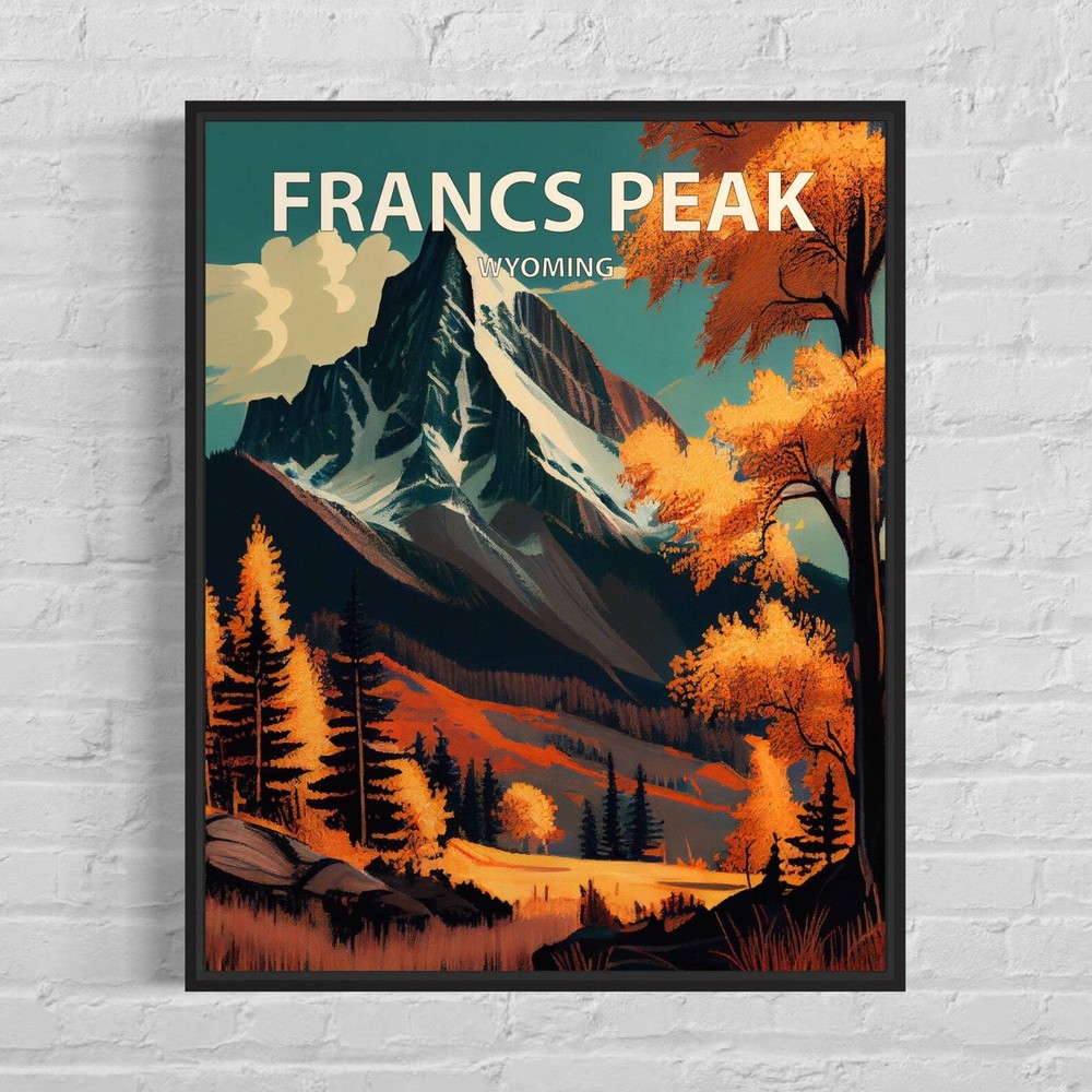 Francs Peak Wyoming Retro Art Print Francs Peak Wall Art Painting Francs Peak