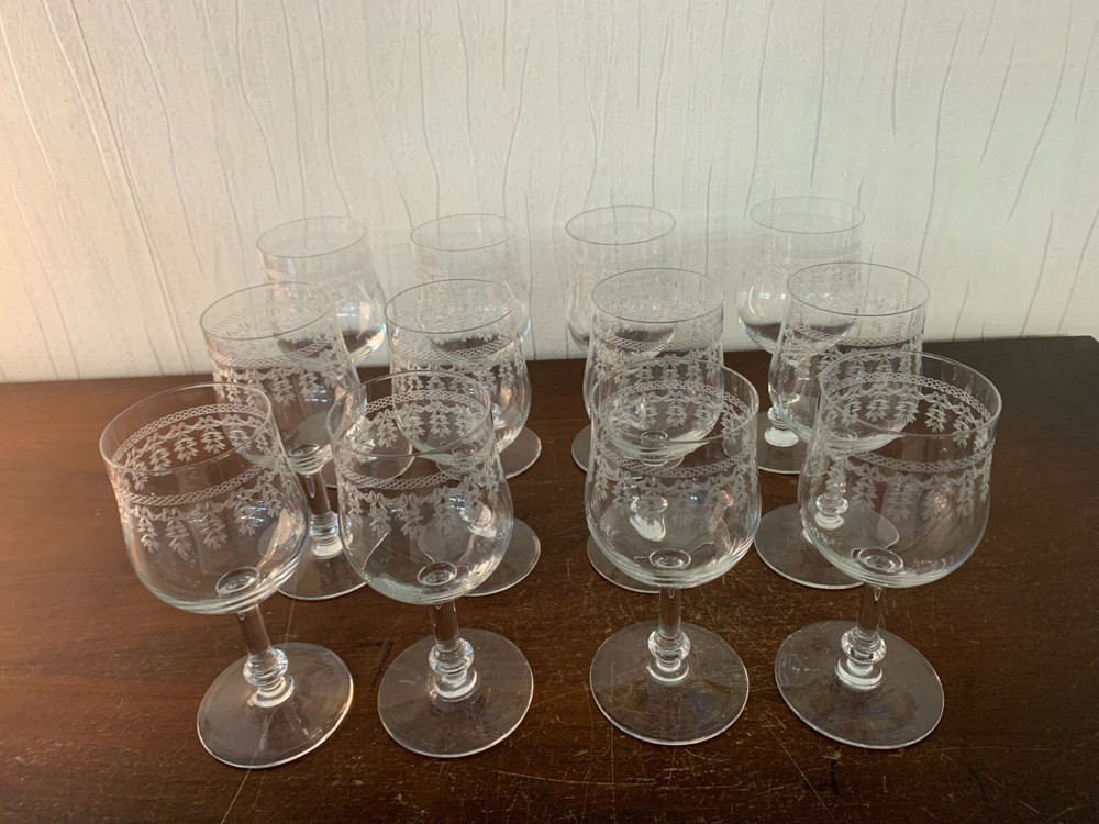 12 Engraved Crystal Baccarat Water Glasses (Price Per Unit)