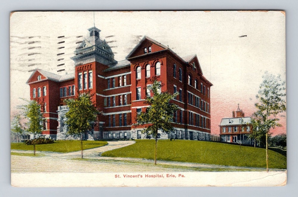 Erie PA-Pennsylvania, St Vincent's Hospital, Vintage c1910 Postcard